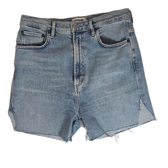 AGOLDE Shorts Womens 29 Light Wash Pinch Waist Cutoff High Rise Denim Frayed Hem - Picture 1 of 5
